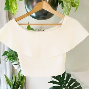 Babaton Marek Off Shoulder Knit Top White Medium